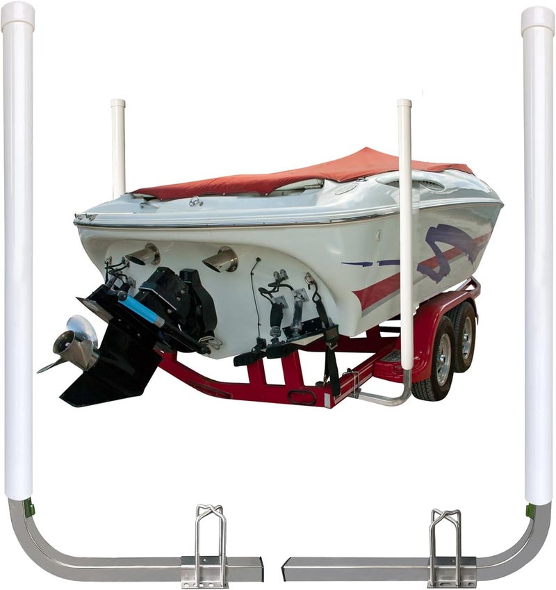 FUYEAR 40" Boat Trailer Guides,Boat Guides for Trailers,Ocean Specific 316L Stainless Steel Trailer Guide Poles,High Visibility UPVC Boat Trailer Guides Poles Kits,for Trailers,Boats,Kayaks and More - Image 1